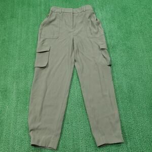 Express Pants Womens 2 Olive Green Ankle High Rise Cargo Utility Tapered Leg